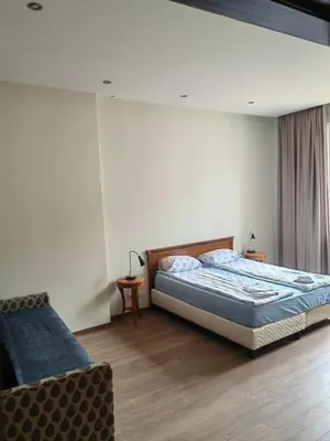 a bedroom with a bed and a couch in it at Vitosha 67 in Sofia
