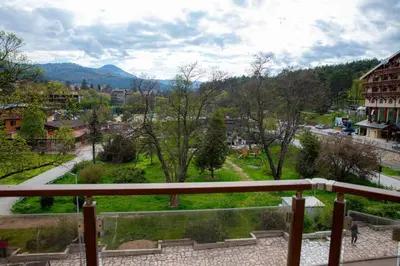 a view of a city from a balcony of a town at Luxury Apartment 'Rich' in Velingrad