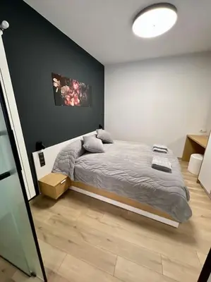 a bedroom with a large bed in a room at LOCATION ! Sofia Opera View Apartment next to ALEXANDER NEVSKY CATHEDRAL in Sofia