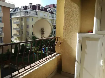 a balcony with a view of a building at Top luxury apartment, great location in Sofia