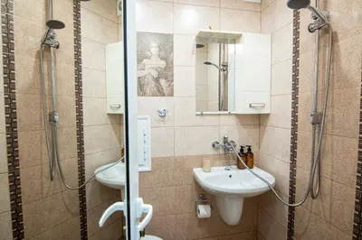 a bathroom with a shower and a sink at Comfort & Cozy Apartment in Sofia Center in Sofia