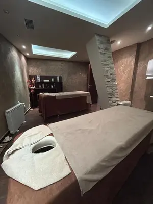 a large bed in a room with a table at The Nature View Suite, part of Terra Complex & Spa in Bansko
