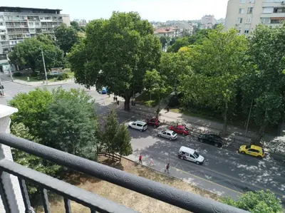 a view of a parking lot from a balcony at One Bedroom Apartment 61 - Restaurant Stadium Plovdiv in Plovdiv