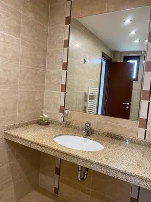a bathroom with a sink and a large mirror at M&R Apartment C13 - SPA Terra Complex in Razlog