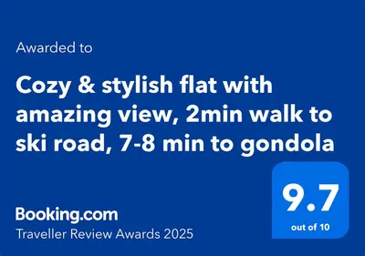 a screenshot of a cell phone with a text box at Spacious stylish studio with large terrace and amazing view, 5 min to Gondola & Bar Str in Bansko
