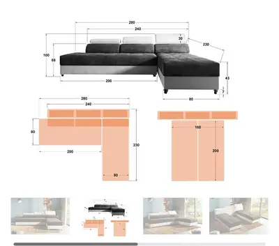 a diagram of a bed and different furniture at Viva 3 Grand monastery in Pamporovo