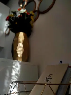 a box and a vase with flowers on a shelf at Gold Infinity in Velingrad
