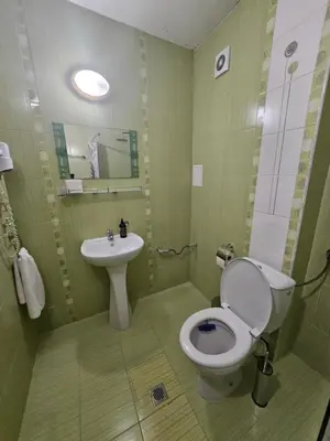 a bathroom with a toilet and a sink at Апартамент Радост in Bansko