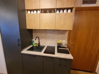 a kitchen with a sink and a counter top at Grand resort luxury apartment in Pamporovo