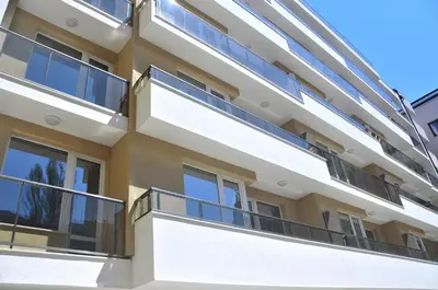 an external view of a building with balconies at Central Sofia Condo in Sofia