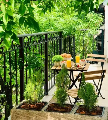 a balcony with a table with food on it at Apart-Hotels-Sofia, AHS in Sofia