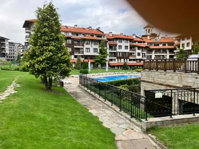a view of an apartment complex with a swimming pool at Ski Lift Studio 531 in Bansko