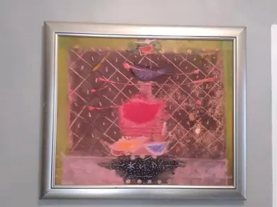 a painting of a woman in a red dress at Апартамент до парк и метро in Sofia