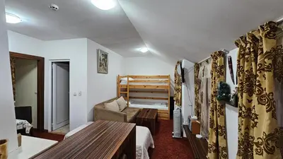a bedroom with a bed and a couch in a room at The Castle Mansarde on the slope 7 - Pamporovo in Pamporovo