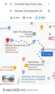 a screenshot of a cell phone with a map at Simon1 studio, 2 min to gondola in Bansko