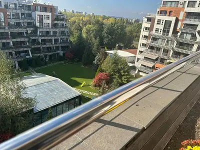 a view from the roof of a building with a garden at Silver city in Sofia