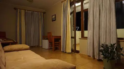 a living room with a couch and a table at Хотел Стиляна/Hotel Stilyana in Devin