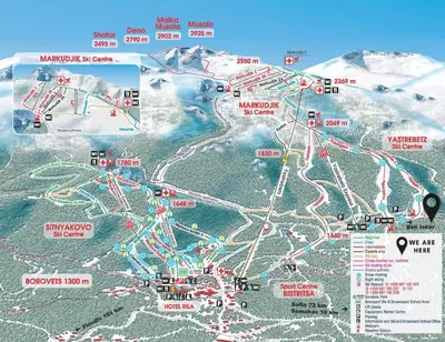 a map of the ski resort in the mountains at Mountain Apartment in Borovets Ski Resort in Borovets