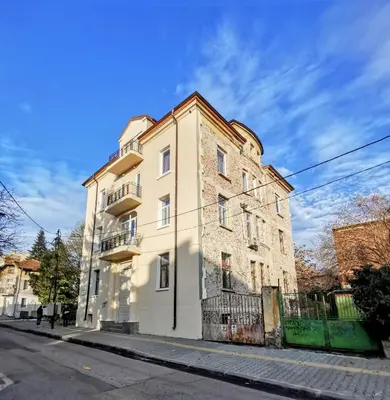 a building on the side of a street at Lily's Studio 2 by Bulgarentals - Central Sofia in Sofia