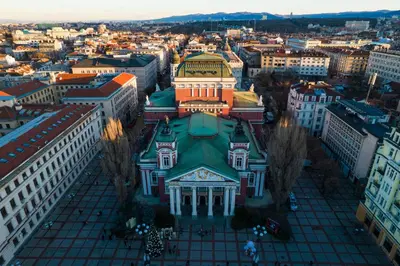 an aerial view of a building in a city at Lily's Studio 4 by Bulgarentals - Central Sofia in Sofia