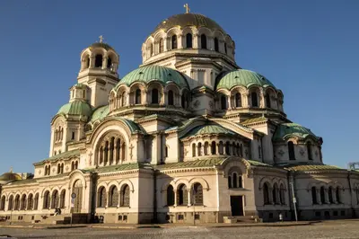 a large building with domes on top of it at Lily's Studio 5 by Bulgarentals - Central Sofia in Sofia