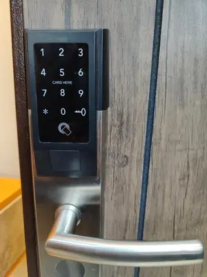 a close up of a microwave oven with a control panel at View apartment #2 in Bansko