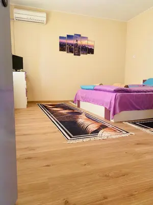 a room with a bed and a rug on the floor at Апартамент за гости Байрактарова in Smolyan
