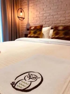 a blanket on a bed with a cat on it at The Owl's Nest 2 in Velingrad