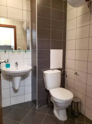 a bathroom with a toilet and a sink at Forest View Studio D25 in Borovets