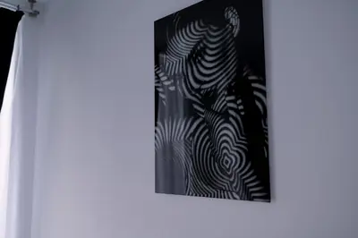 a painting of a zebra on a black background at PANORAMA SPA ASPEN APARTMENT in Razlog
