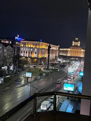 a view of a city at night with cars on the street at Skyline View - Very Central - Metro - Washer&Dryer in Sofia