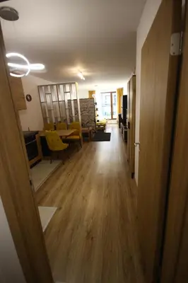 a hallway with a living room and a dining room at SOFIA CENTRAL LUXURY apartment 
