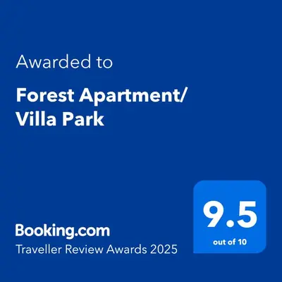 a screenshot of the forest apartment villa park with the text awarded to forest apartment at Forest Apartment/ Villa Park in Borovets