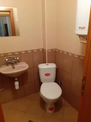 a bathroom with a toilet and a sink at Apartment Ceco in Troyan