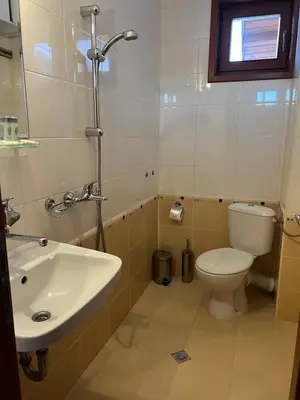 a bathroom with a toilet and a sink at SPA Hotel Daffi in Smolyan
