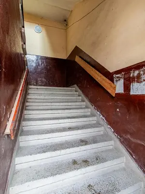 a set of stairs in an old building at Skyline Studio - Sofia Center in Sofia