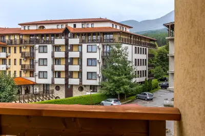 a view from the balcony of a building at Pirin Sense Apartment Complex in Bansko