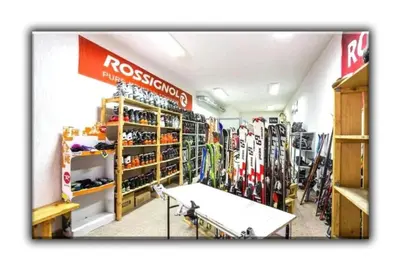 a ski shop with a lot of skis at 705 in The Stream Resort in Pamporovo