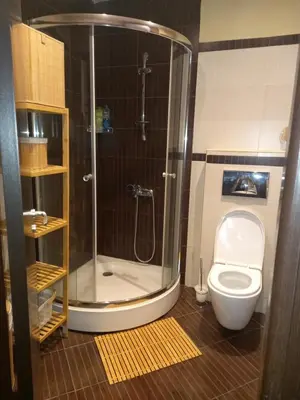 a bathroom with a shower and a toilet at Top Top location Green apartment in Bansko