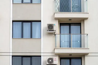 a facade of a building with a window at Sunny 1BDR Apartment near Center in Sofia