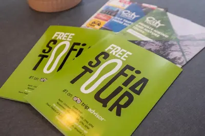 two free food brochures sitting on a table at SOHO 13 - Black & White in Sofia