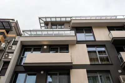 a building with balconies on the side of it at Central View Apartment 1 in Blagoevgrad