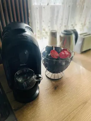 a mixer and a bowl of fruit on a table at Вила Маца in Sapareva Banya