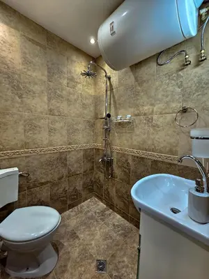 a bathroom with a toilet and a sink at Casa Rea - Comfortable Stay with Free Parking in Sofia