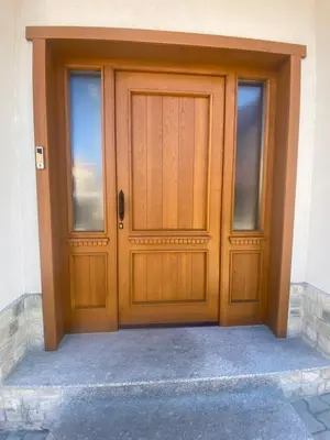 a wooden door of a building at Apart house EMA 2 in Bansko
