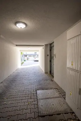 an empty room with a hallway with a door and a hallway at Central & Quiet 2BR with Free Private Parking in Sofia