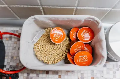 a basket with some food in it on a counter at Elegant 1-Bedroom Apartment in Plovdiv