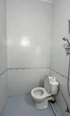 a white bathroom with a toilet and a shower at Flower house 6 in Sofia