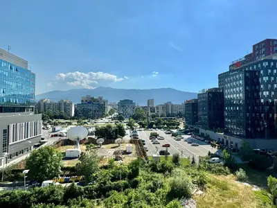 a view of a city with a parking lot at Sunny & Comfort Apartment next to Tech Park for 4 Guests in Sofia