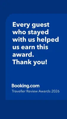 a blue picture with the words every guest who stayed with us helped us earn this at Sunshine terrace in Plovdiv